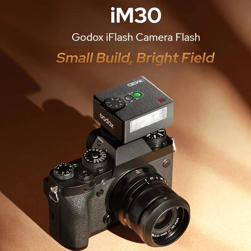 GODOX iM30 Mini Flash sur caméra portable GN15 6500K ± 200K 7 niveaux de puissance 1/64 ~ 1/1 Speedl