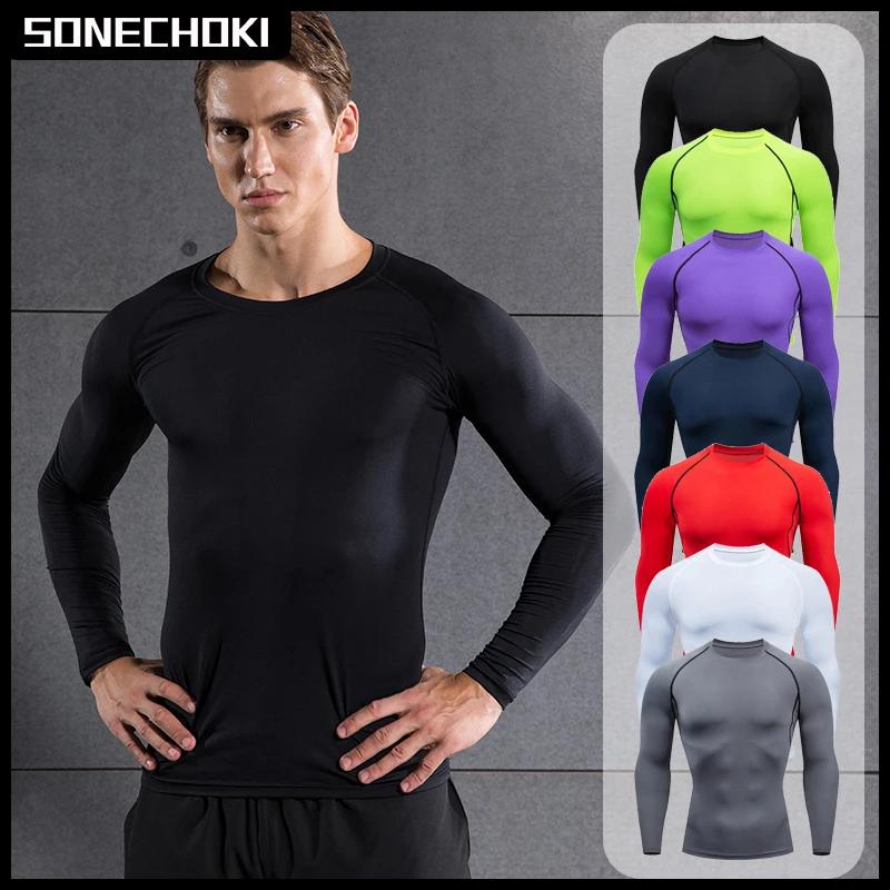 Haut de course à compression pour hommes, chemise à manches longues, vêtements de sport pour hommes,