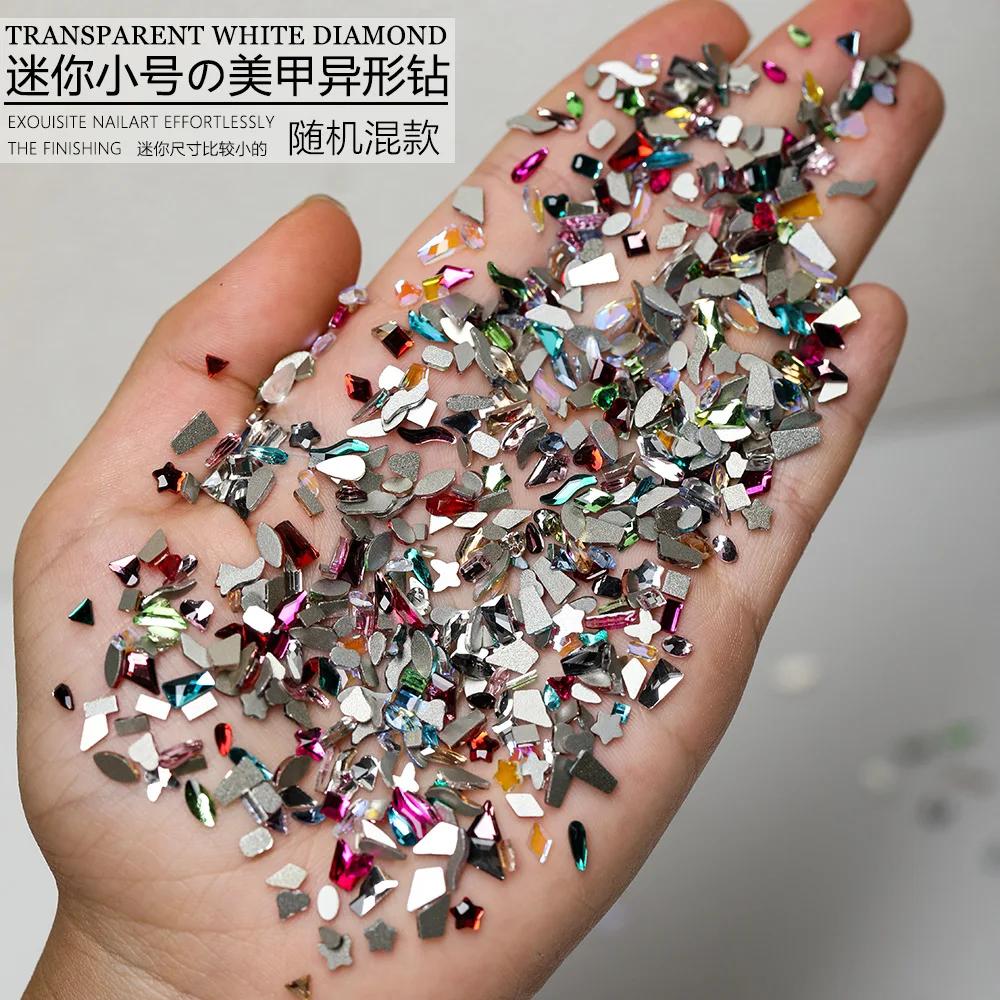Mini biscuits 3D en verre pour nail art, 100 pièces/sac, multi-saillies, clair/AB/rouge/or, Rotterda