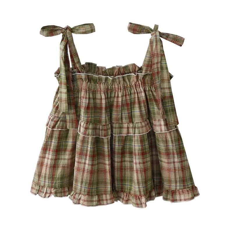 Y2K femmes chaudes été Acubi japon Vintage Gyaru réservoirs et Camis à lacets vert haut court à carr