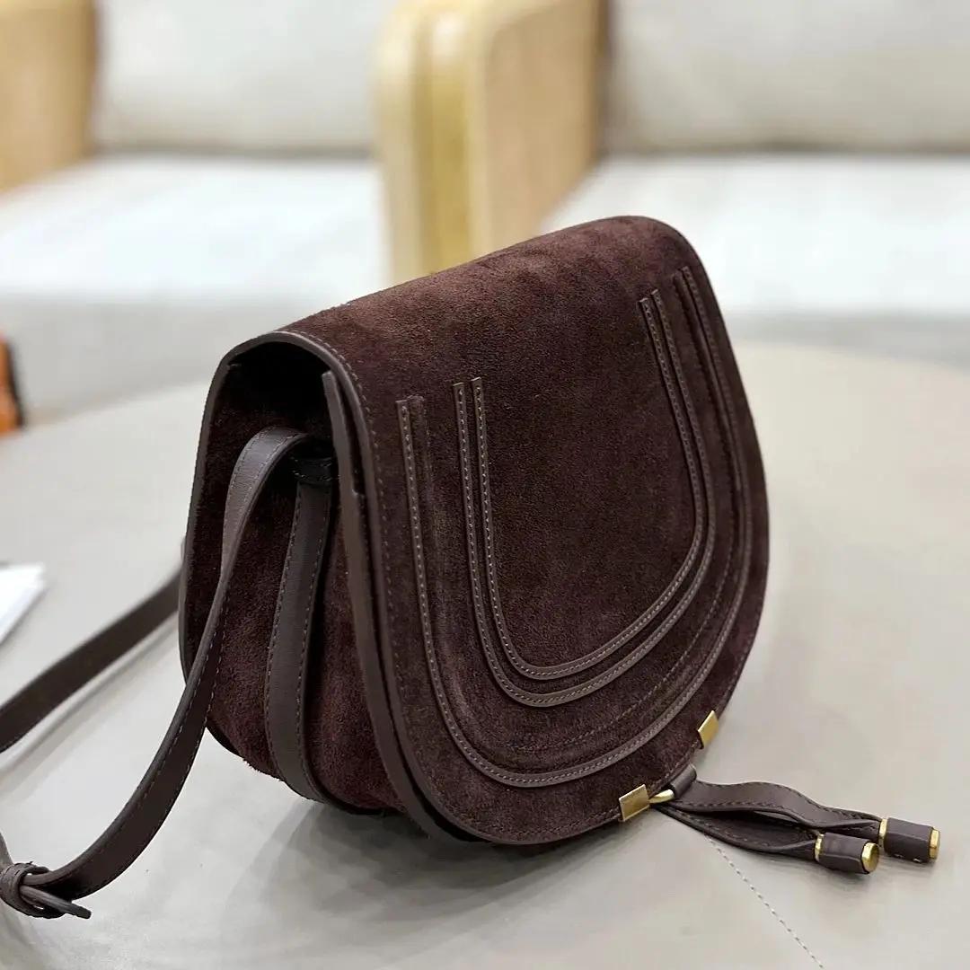 Sac bandoulière rétro en daim, sac à main vintage en cuir de vachette, sac bandoulière classique en