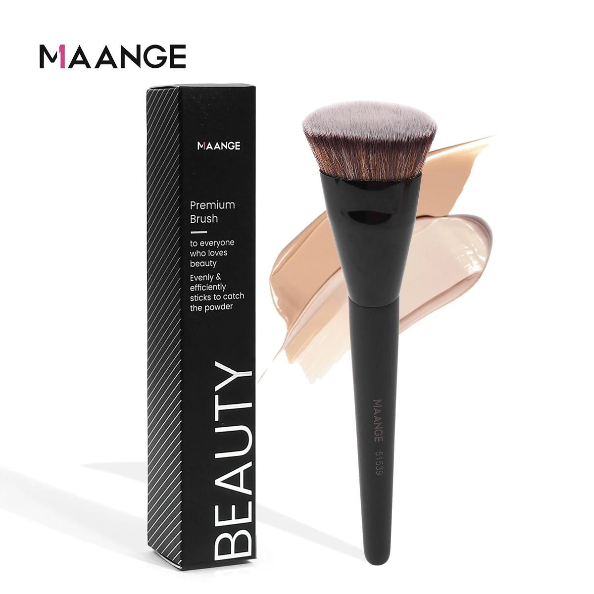 MAANGE-Brosse à fond de teint à tête plate avec boîte, pinceau à fond de teint simple, tube plat et
