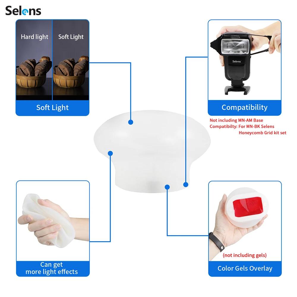 Selens Flash lumière Silicone diffuseur de lumière sphère en caoutchouc Flash pour Canon Nikon Yongn