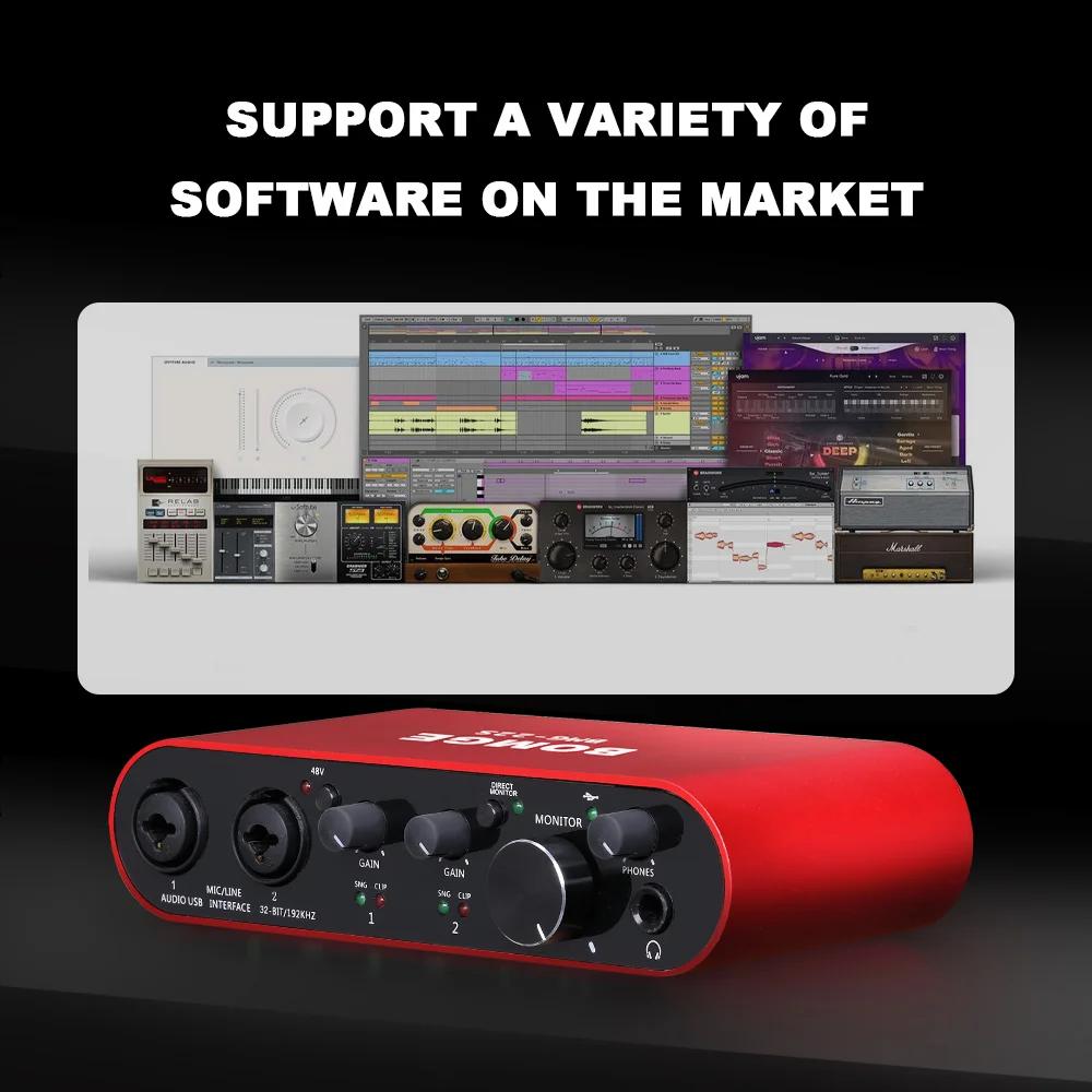 Interface audio BOMGE BMG-22S Carte son professionnelle 32 bits/192 kHz et amplificateur double cana