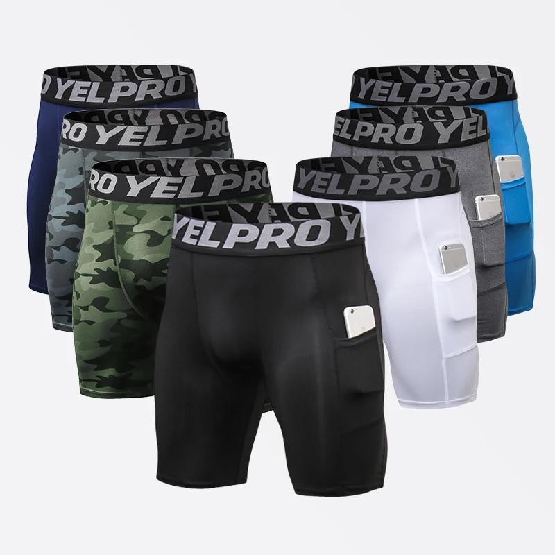 Short de compression homme course poche séchage rapide entraînement fitness sport