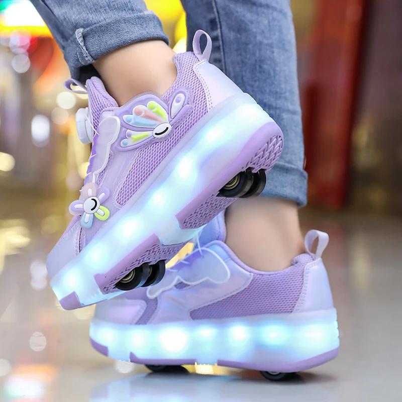 Chaussures de course respirantes pour filles, nouveau style élégant princesse Flash light, patins à