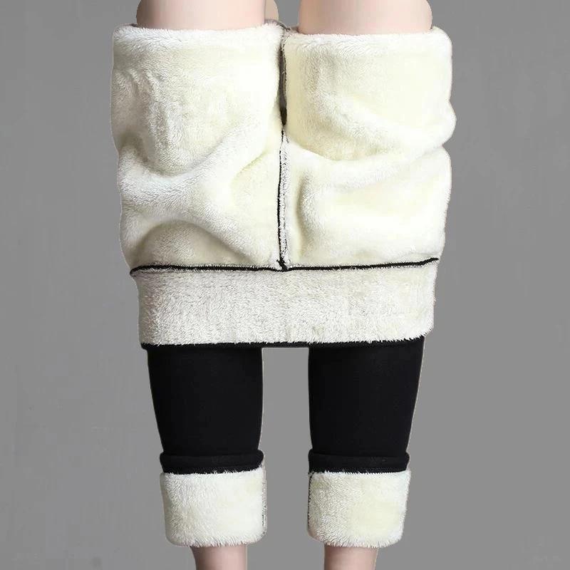 Femmes hiver Plus velours Stretch Leggings taille haute Leggings chauds femmes décontracté épais hiv