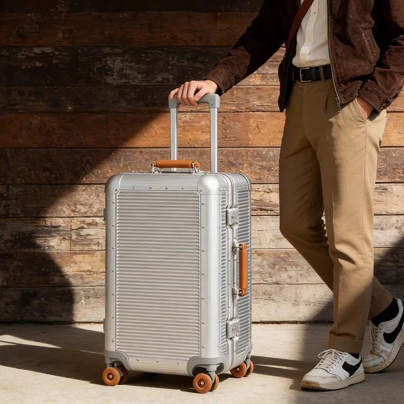 Valise à cadre en aluminium BunnyFly, matériau PC de haute qualité, bagage à roulettes de 20/24/28 p