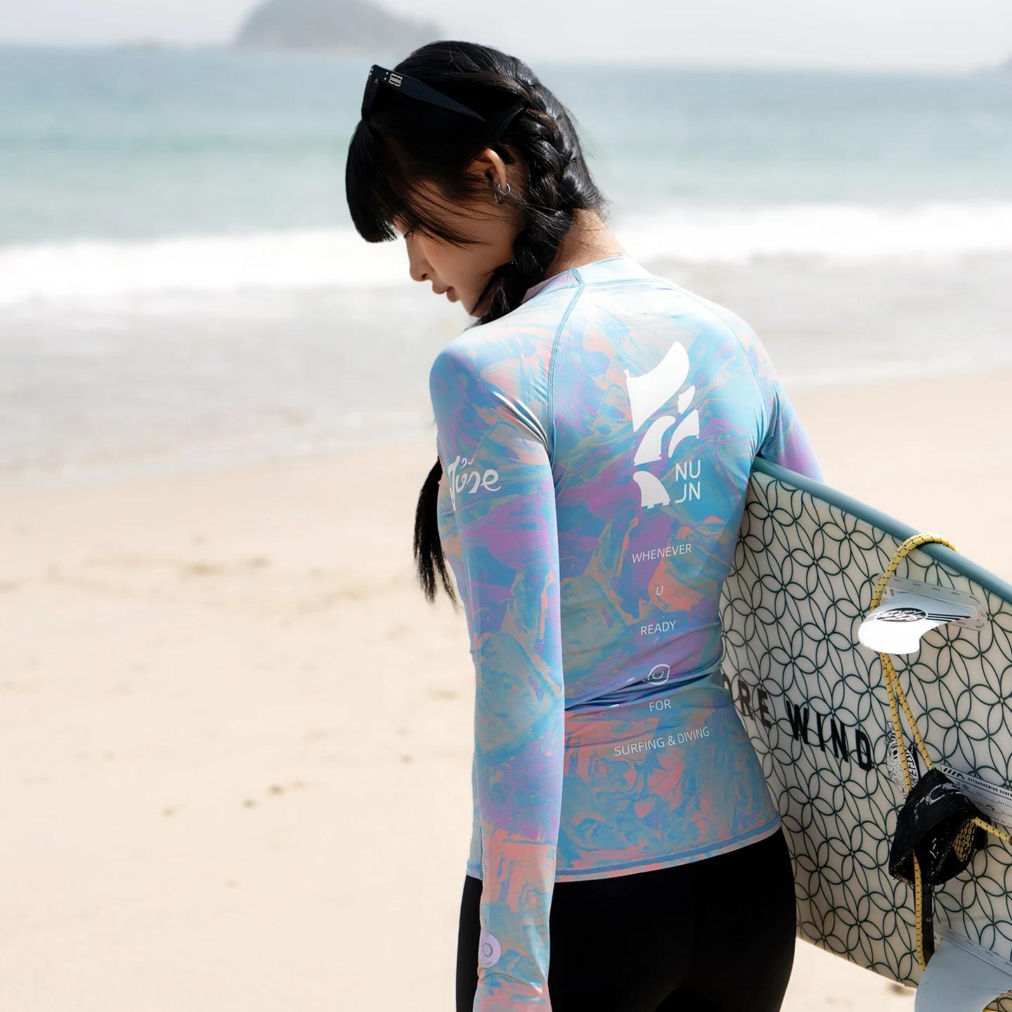 Nu-juin chemises de surf à manches longues femmes UPF50 + maillot de bain anti-éruption respirant co