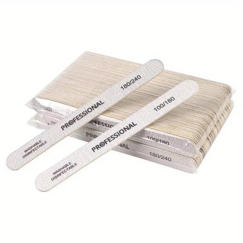 10/25/50 pièces lime à ongles 100/180/240 bloc tampon de ponçage en bois pédicure manucure UV Gel ve