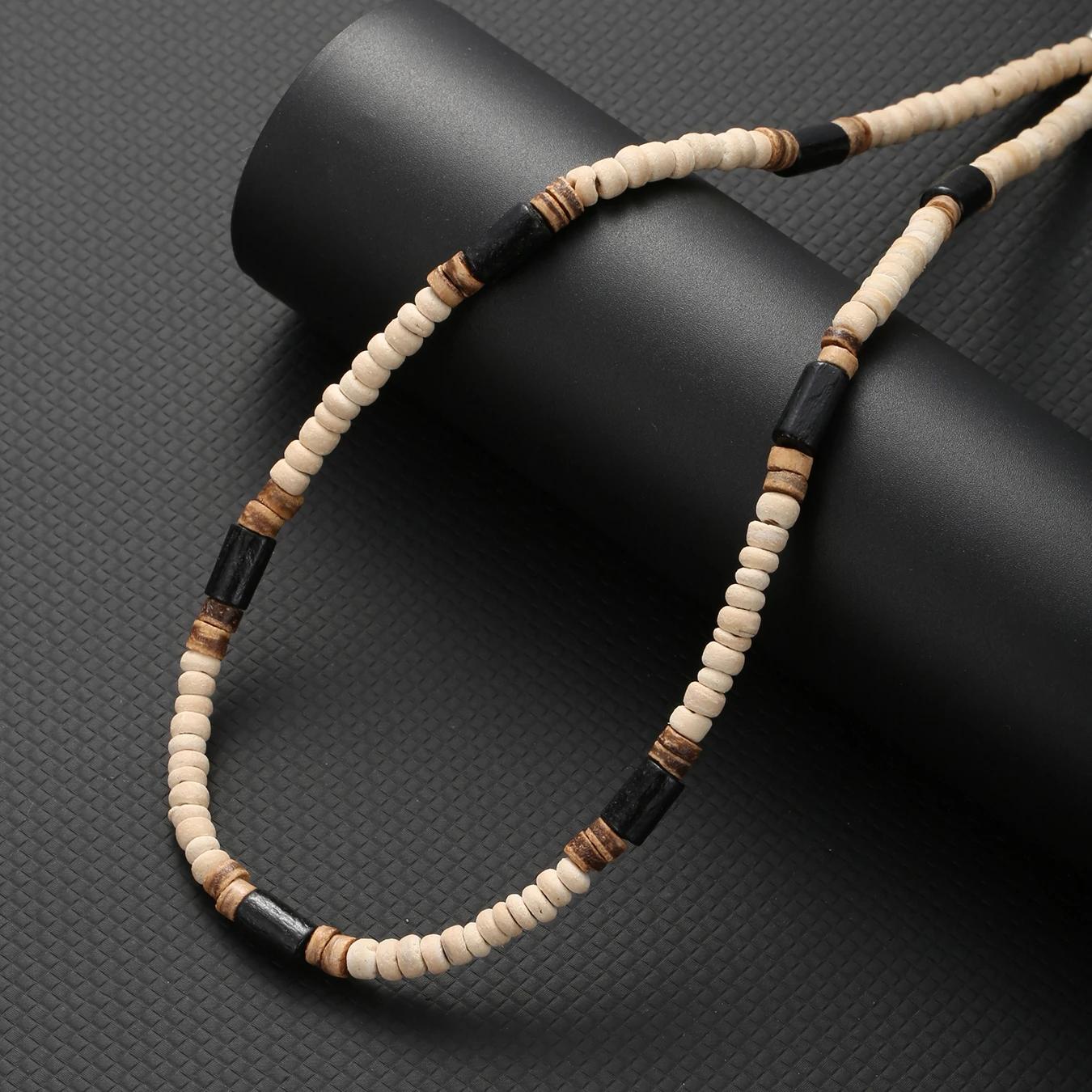 Collier Hombre bohême mâle surfeur collier pour homme bijoux coquille de noix de coco homme en bois