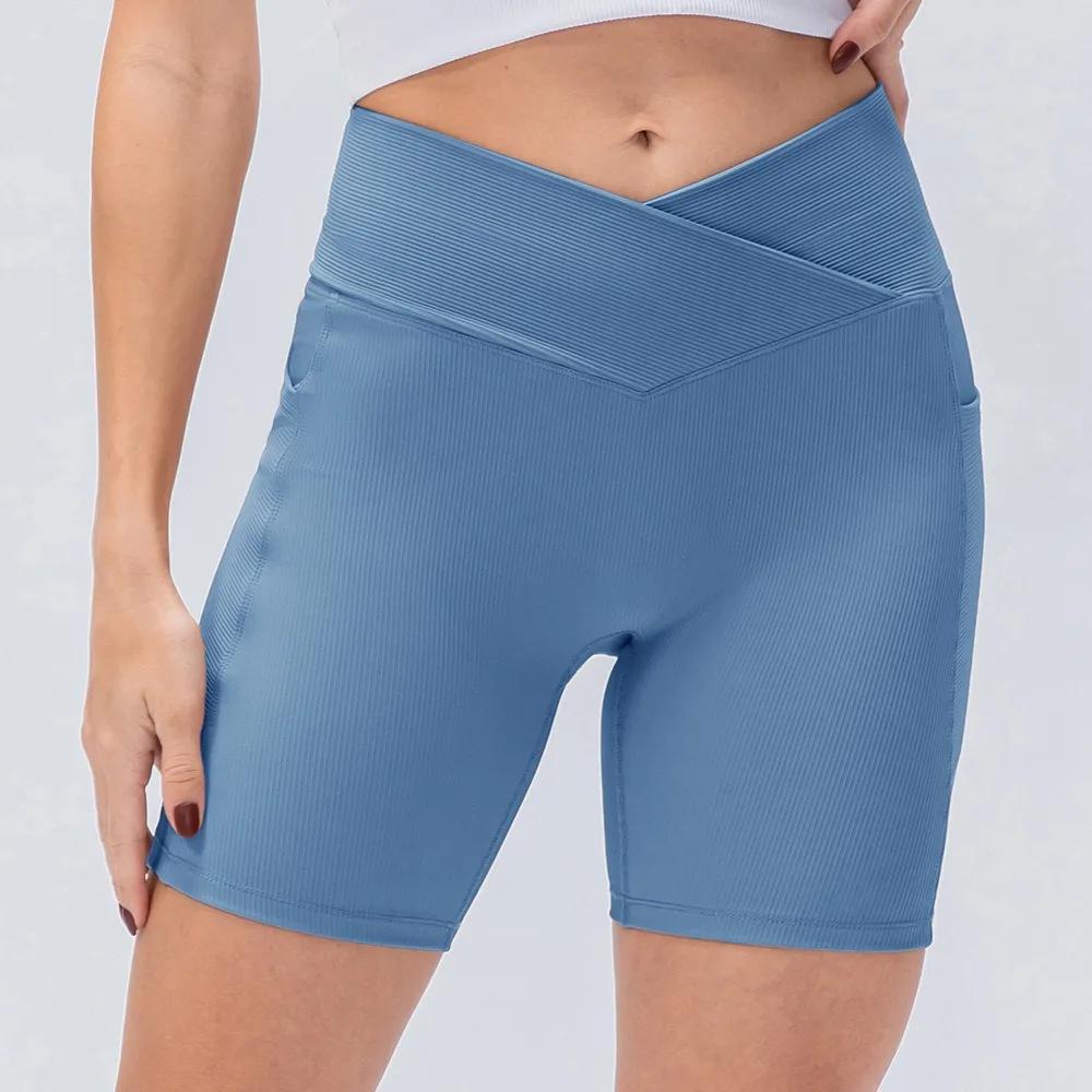 Shorts de yoga taille haute pour femmes avec poches, effet push-up, ajustés pour le fitness et la co