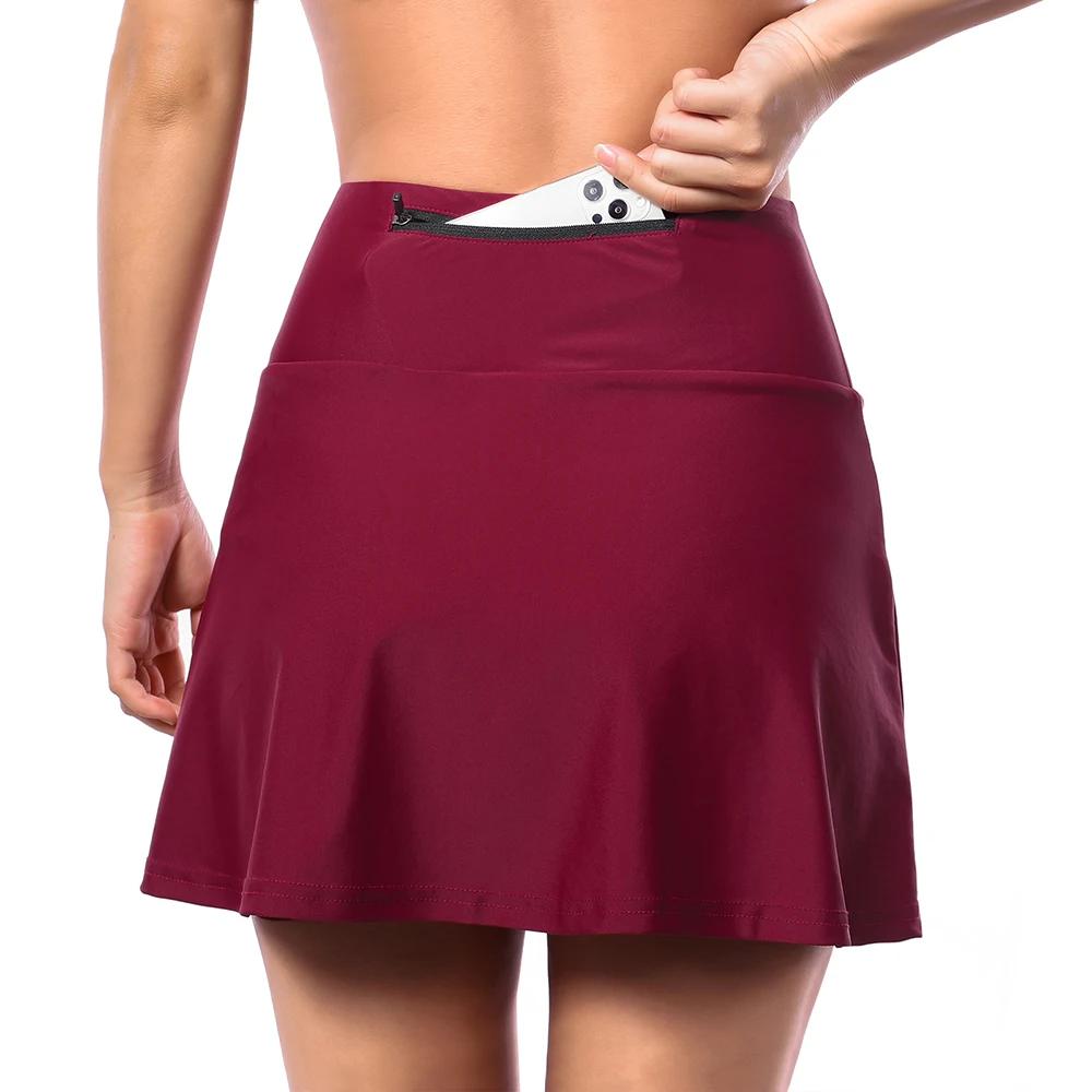 ARSUXEO-Short de cyclisme décontracté avec poches rembourrées pour femme, jupe-culotte pour le tenni