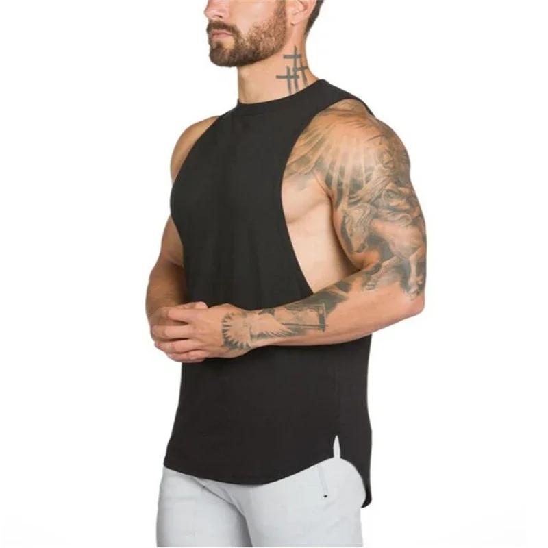 Vêtements de sport unis pour hommes, débardeur de musculation, débardeur d'été en coton découpé, gil