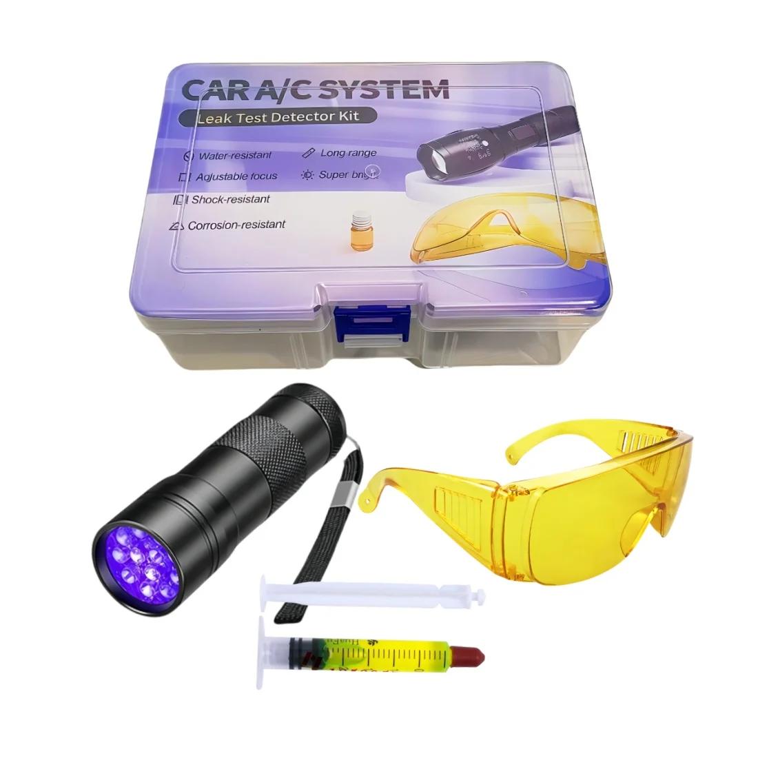 Kit de 12 lampes de poche UV LED, lunettes de protection, teinture UV, outils, voiture, climatisatio