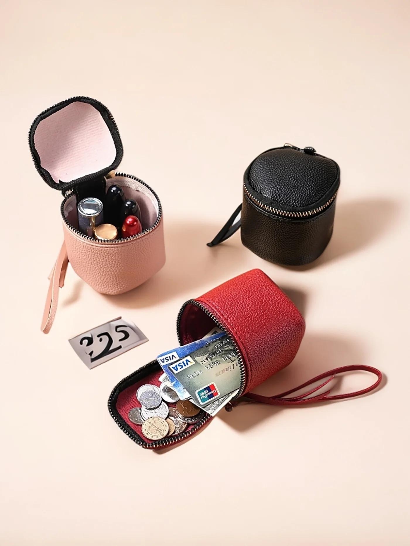 Sac à cosmétiques en cuir Vintage, changement de rouge à lèvres, sac de rangement, seau de rangement