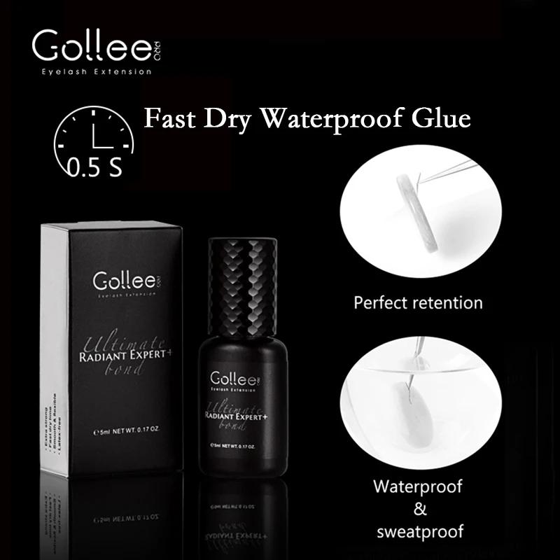 Colle à cils Gollee 0.5-1s séchage rapide, sans latex, 5ml, professionnelle, waterproof, pour extens