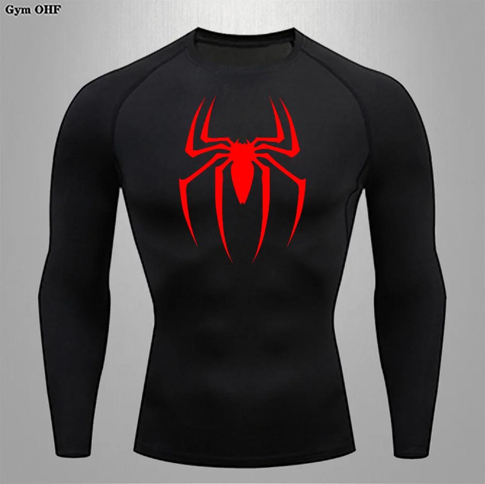 T-shirt compression homme manches longues Rashguard élastique Fitness course super-héros