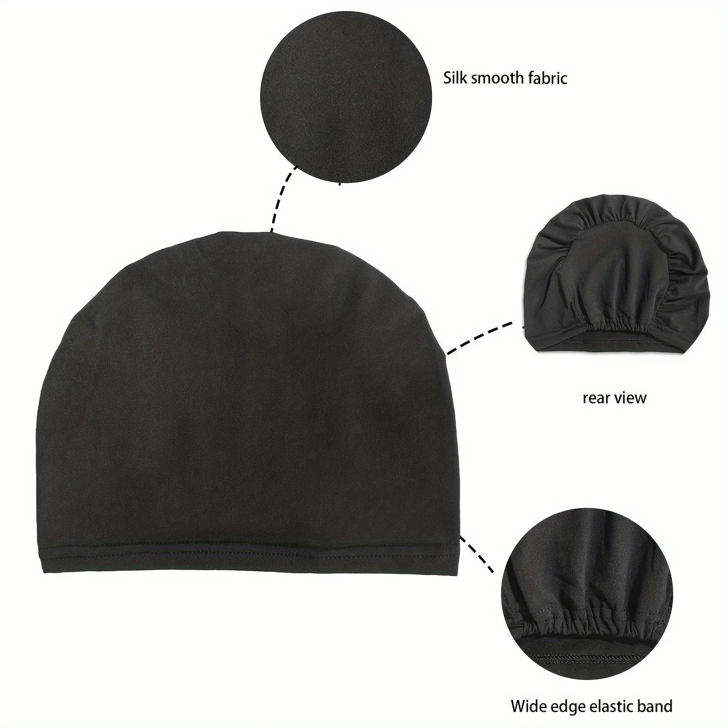 1pc couleur unie Simple Turban casquette élastique casquette intérieure bandeau décontracté Bonnet s