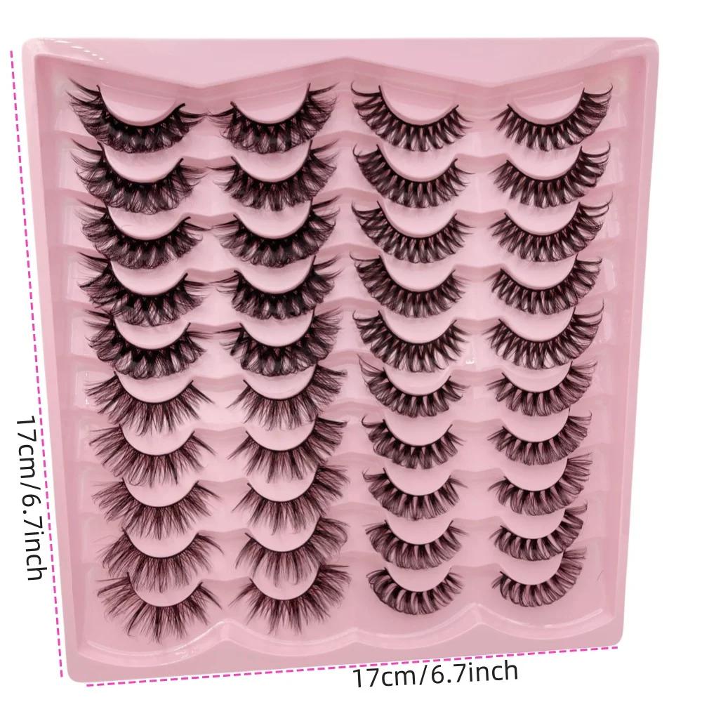 20 paires de faux cils 3D à volume dramatique pour extensions et maquillage de cils d'apparence natu