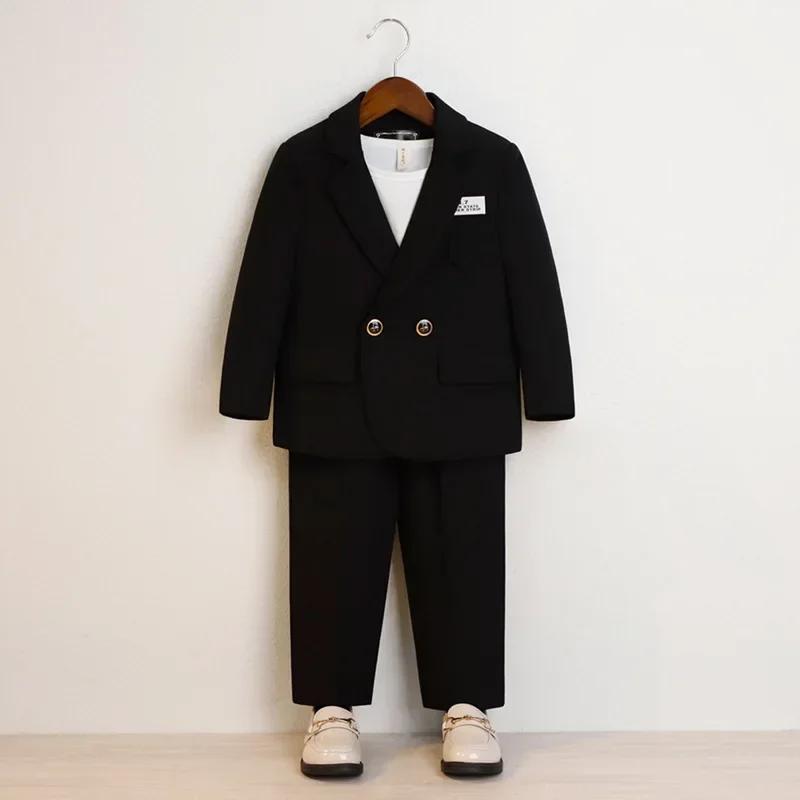 Costume de Spectacle de Piano Noir pour Garçon Adolescent, Tenue de Cérémonie de Remise de Diplôme,