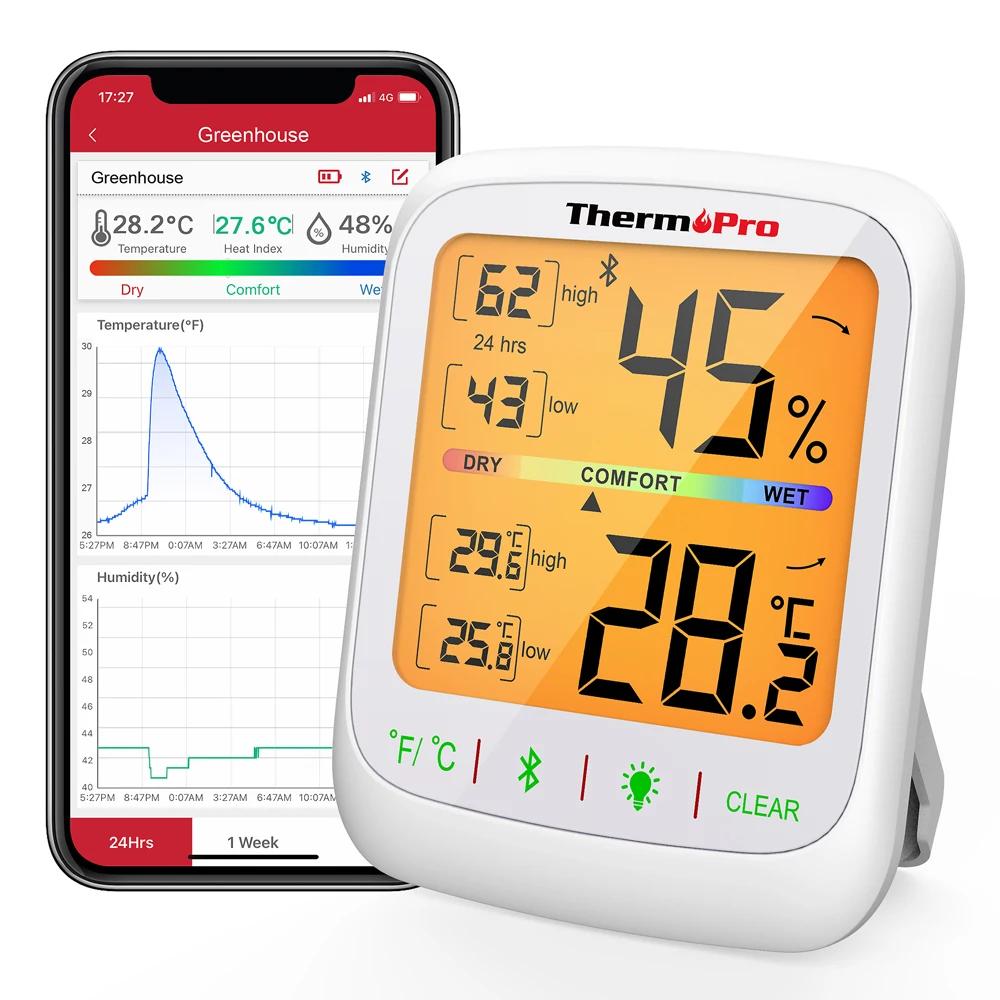 ThermoPro – thermomètre et hygromètre d'intérieur TP359, sans fil, 80M, connexion Bluetooth, applica