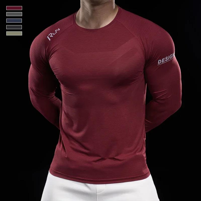 Chemise de compression à manches longues pour hommes, t-shirt de course, survêtement de jogging, che