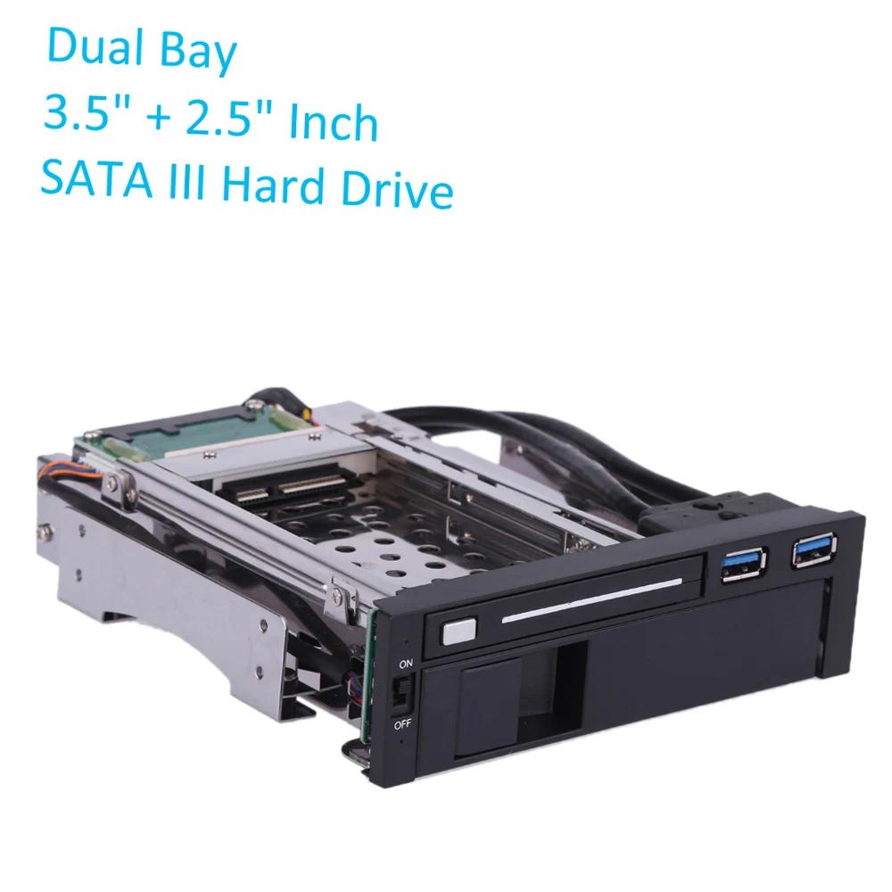 Double baie 3.5 "2.5" SATA III disque dur HDD et SSD plateau Caddy interne Mobile support boîtier St