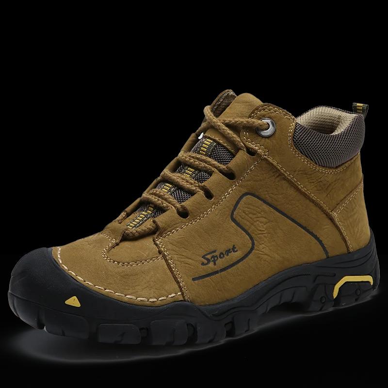Chaussures de randonnée imperméables en cuir véritable pour hommes, baskets de marque, de randonnée,
