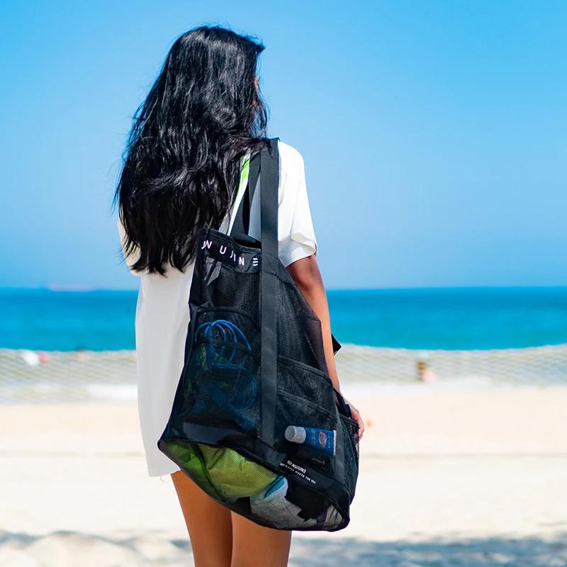 Aux- june-Grand Sac de Plage pour Serviettes, en Maille, Durable, pour Jouets, Sous-Vêtements Imperm