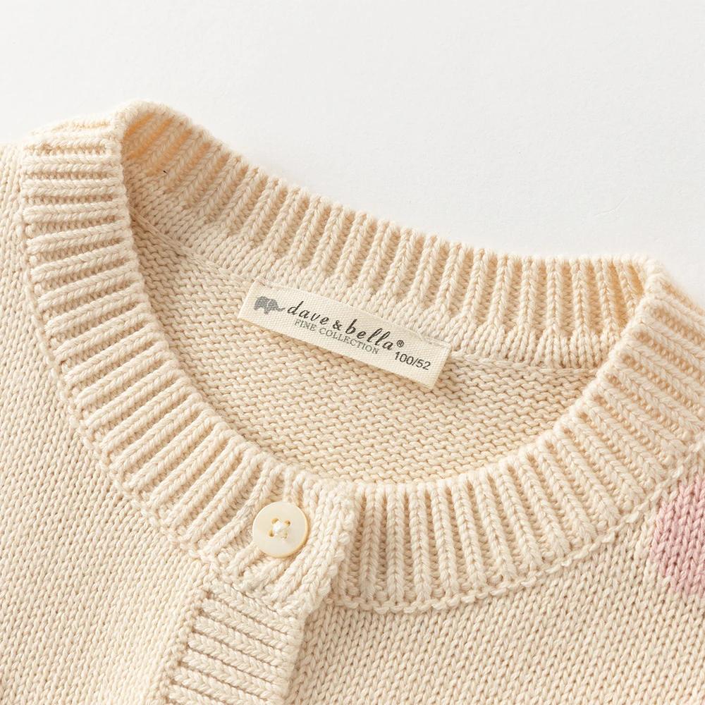 Dave Bella automne hiver filles bébé enfants doux mignon haut pull tricoté à fleurs pull mode décont