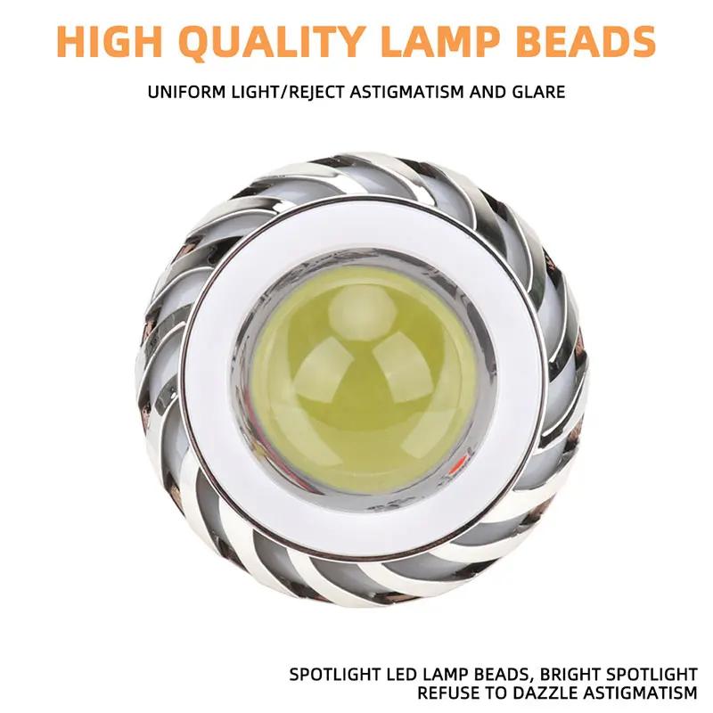 1 pièces voiture moto phare LED ange diable yeux phare projecteur lentille haut/bas faisceau strobos
