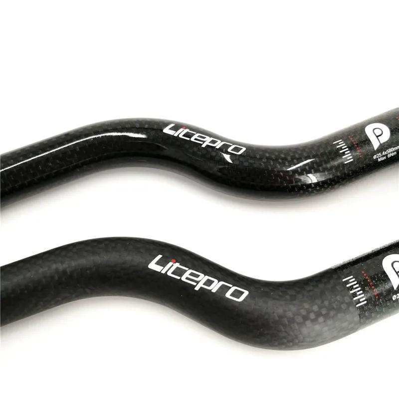 Litepro-Guidon de vélo en fibre de carbone ultraléger, en forme d'hirondelle, pliable, VTT, BMX, 25.
