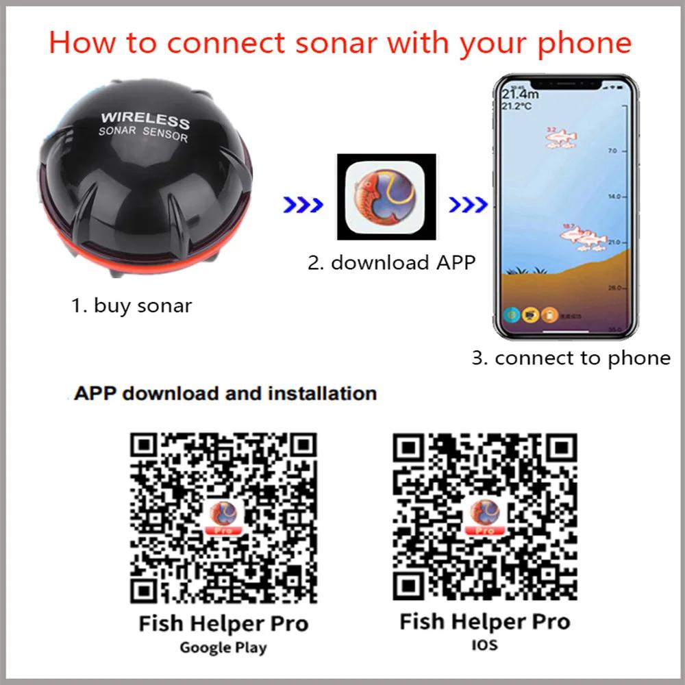 PUPOPAN 100M tout nouveau téléphone Intelligent détecteur de poisson Sonar Bluetooth détecteur de po