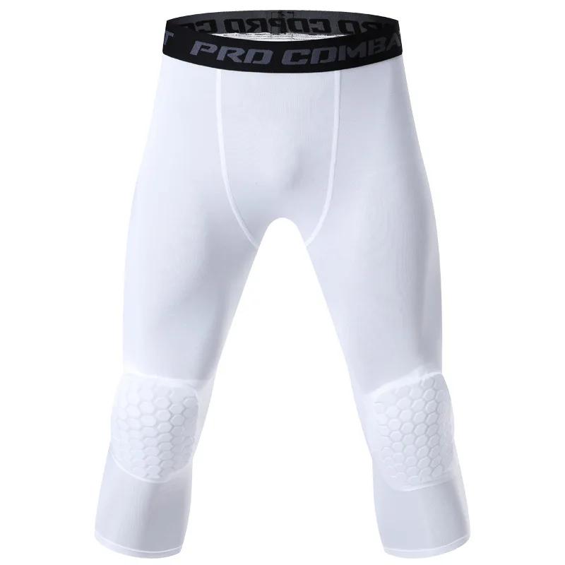 Collants de compression homme anti-collision 3/4 - Genouillères intégrées - Séchage rapide sport