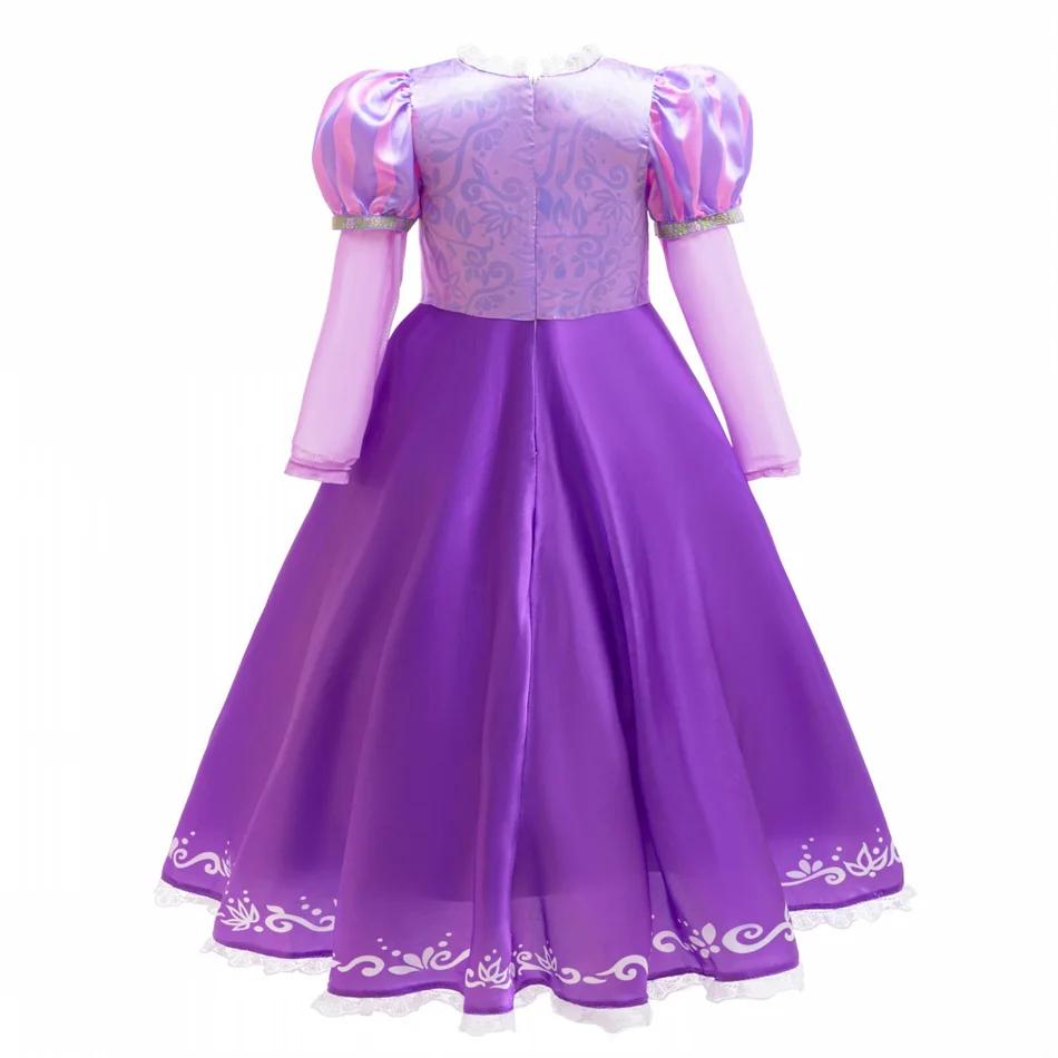 Robe de princesse Rapunzel pour enfants, déguisement d'Halloween, costumes à manches longues, tenues