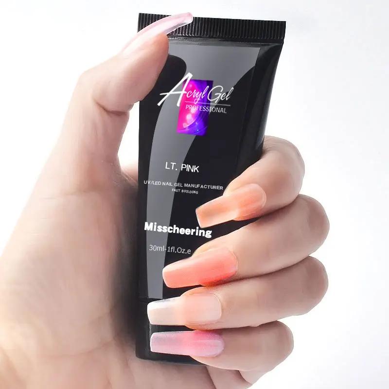 Gel d'extension d'ongles en Poly acrylique, 30ml, UV LED, Extension rapide du modèle en cristal, col