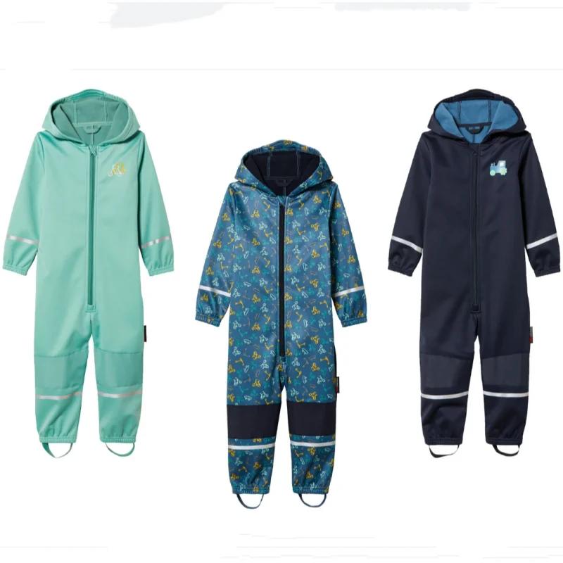 Combinaison softshell pour enfants au printemps et en automne, avec velours ajouté, propriétés imper