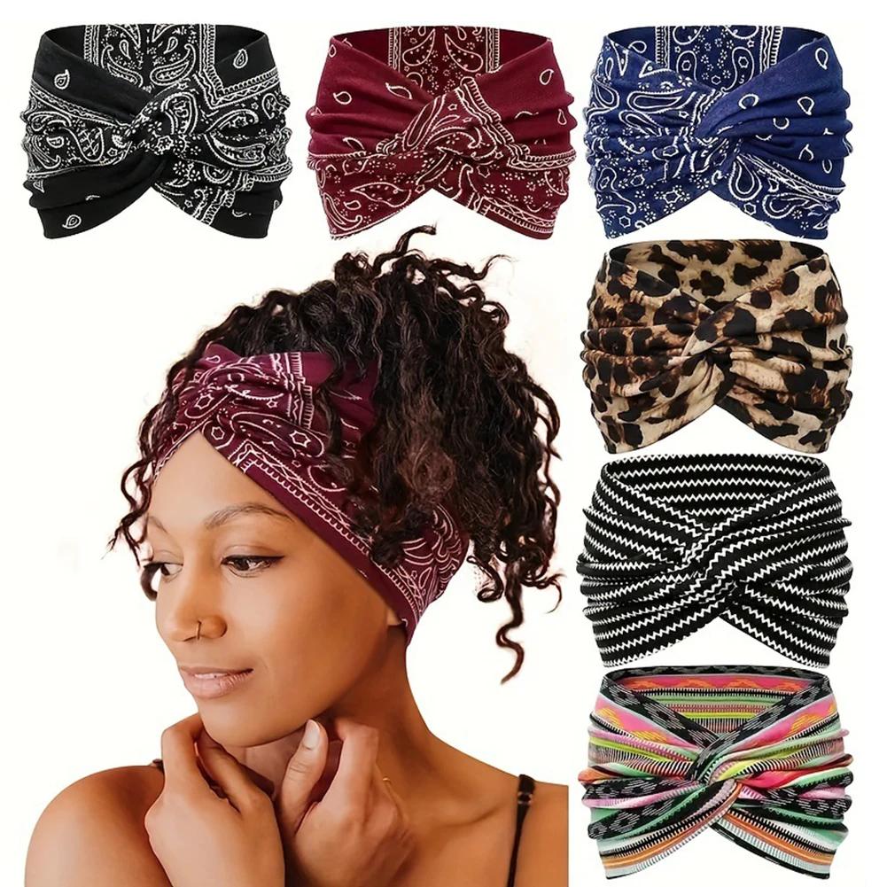 Bandons larges torsadés pour femmes Extra Large Turban Workout Band Band Fashion Yoga Bands Boho Twi