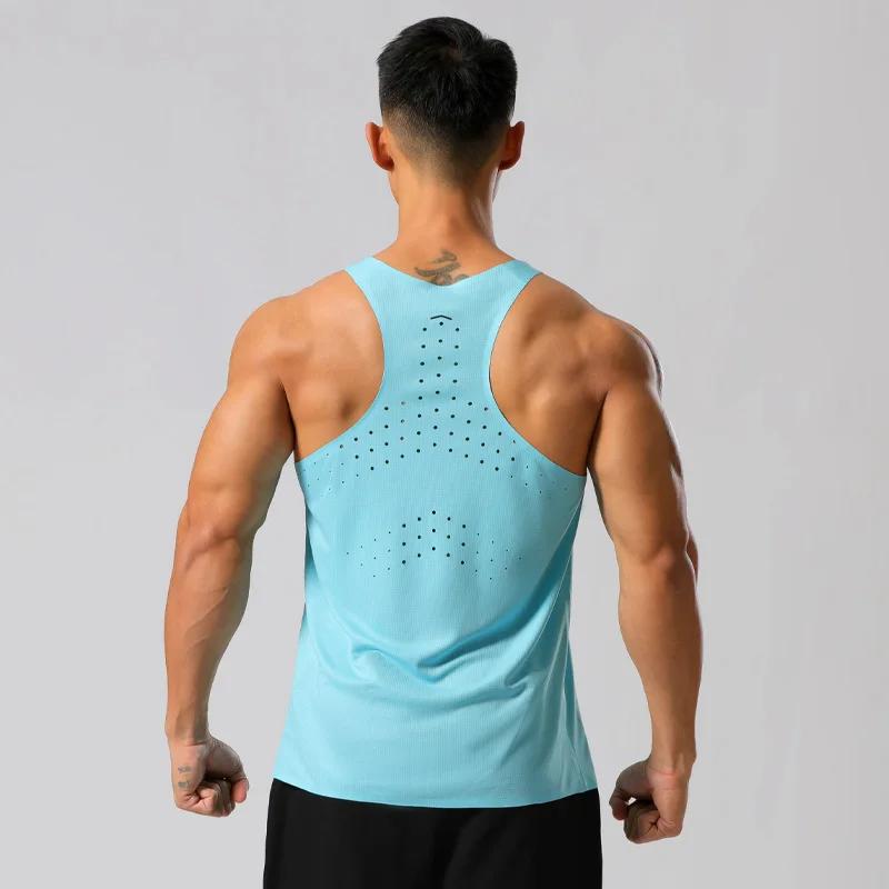 Chemise de sport homme T-shirt sans manches haute qualité débardeur séchage rapide fitness maille respirante