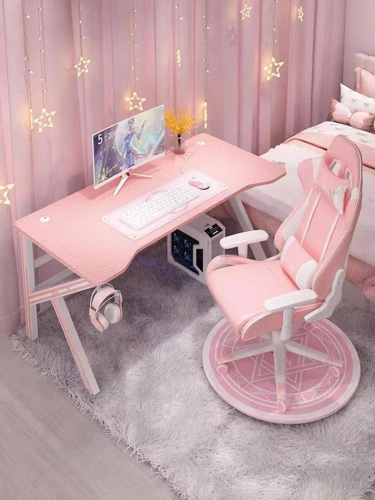 Bureau de jeu rose pour filles, bureau d'étude, table d'ordinateur portable, table d'ordinateur blan