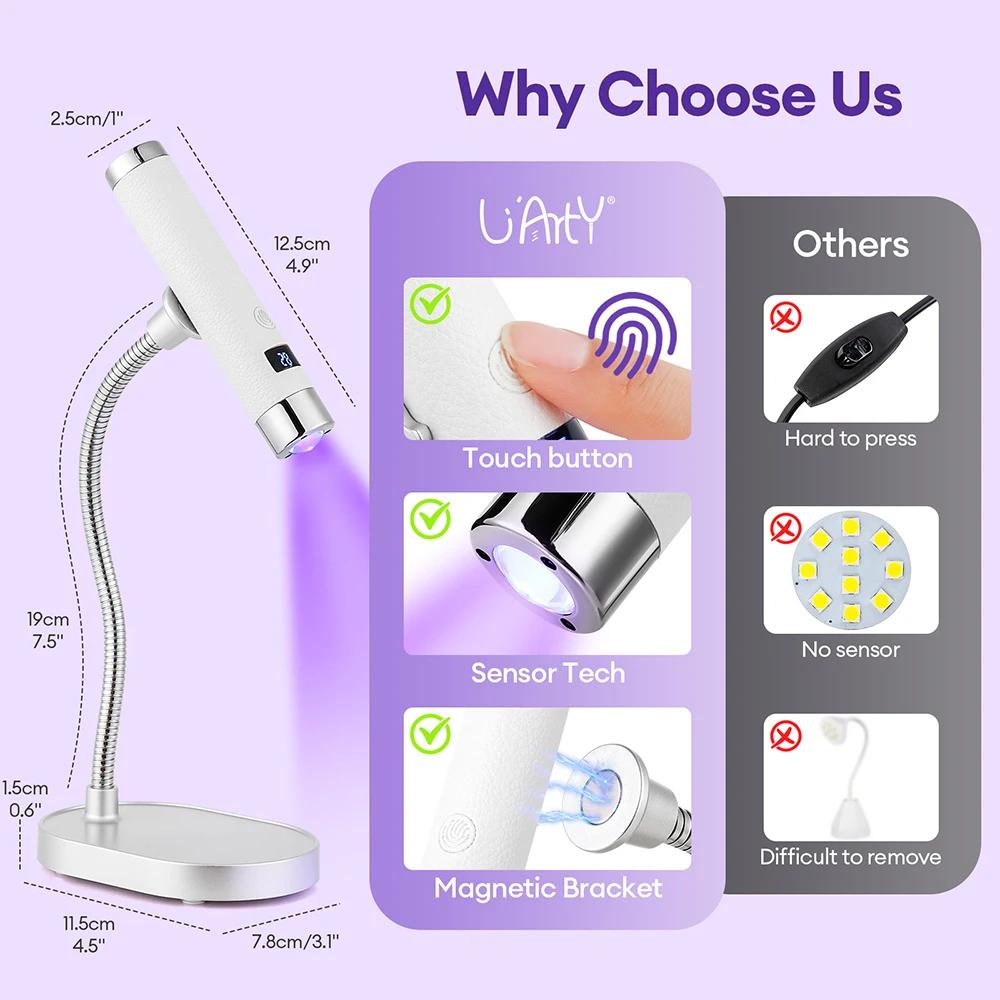 Sèche-ongles Portable UV, lampe à ongles en Gel Rechargeable avec tuyau Flexible, lumière de thérapi