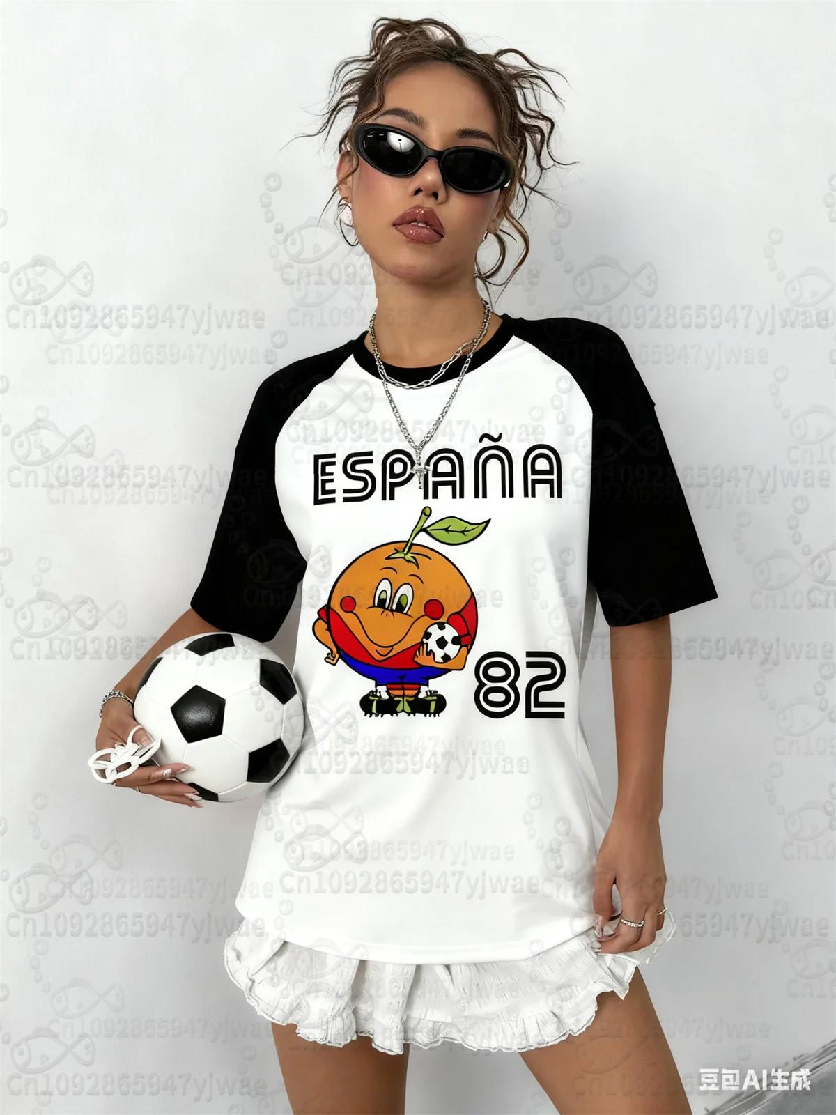 Espagne 82 Naranjito monde Football sport T-Shirt pour hommes femmes unisexe col rond T-Shirts rétro