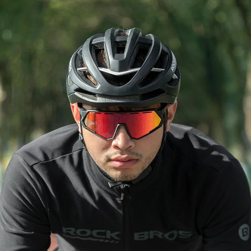 ROCKBROS-Lunettes de soleil polarisées photochromiques UV400, 2 lentilles, cyclisme, sport, VTT, rou