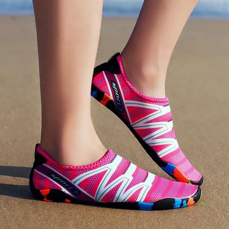 Chaussures d'eau de plage à séchage rapide, pantoufles de natation unisexes, pieds nus, surf en amon