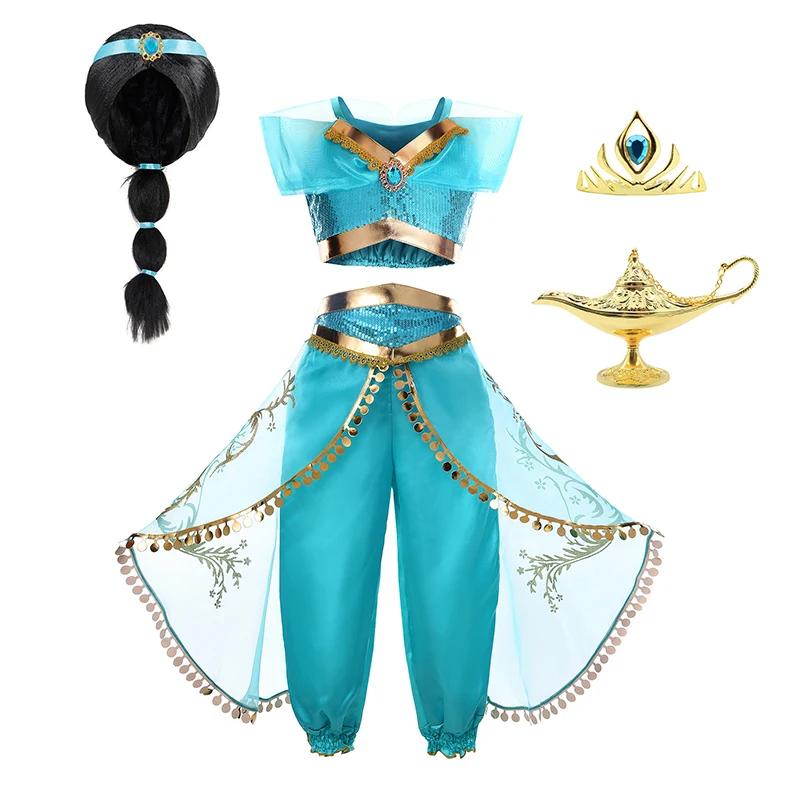 Robe de princesse arabe pour enfants, Costume d'halloween Jasmine pour filles, déguisement de fête d
