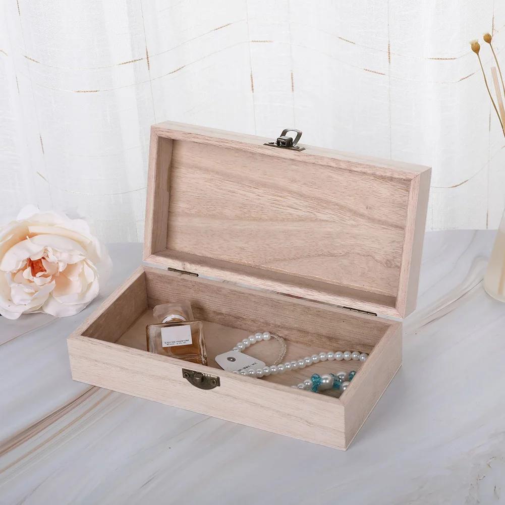 Boîte de rangement rectangulaire en bois, boîte à bijoux rétro, organisateur de bureau, conteneur à