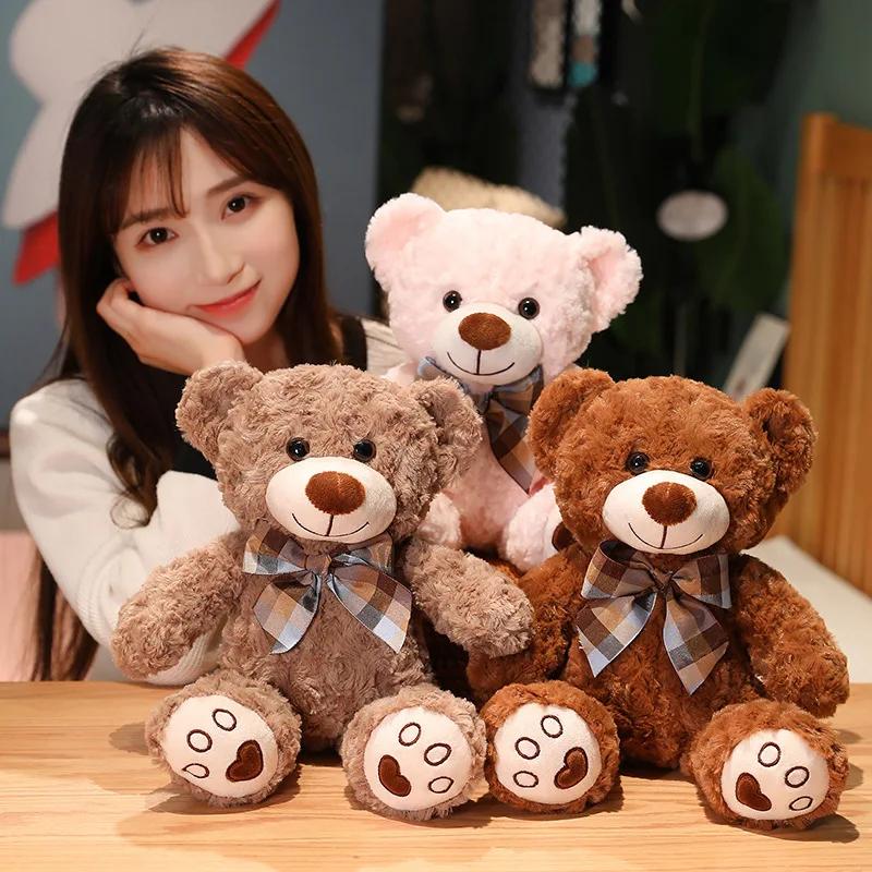 Ours en peluche classique mignon 35/50/60CM, jouets en peluche, nœud papillon Kawaii, oreiller en pe