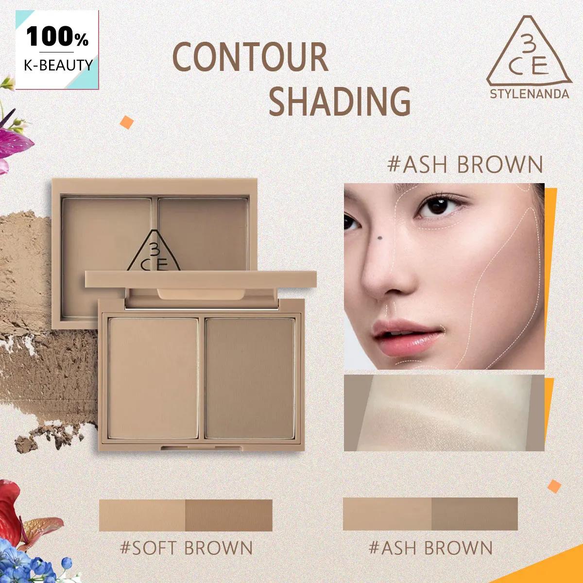 3CE Contour Shading, tenue longue durée, contour naturel, léger et facile à estomper, couvrance modu
