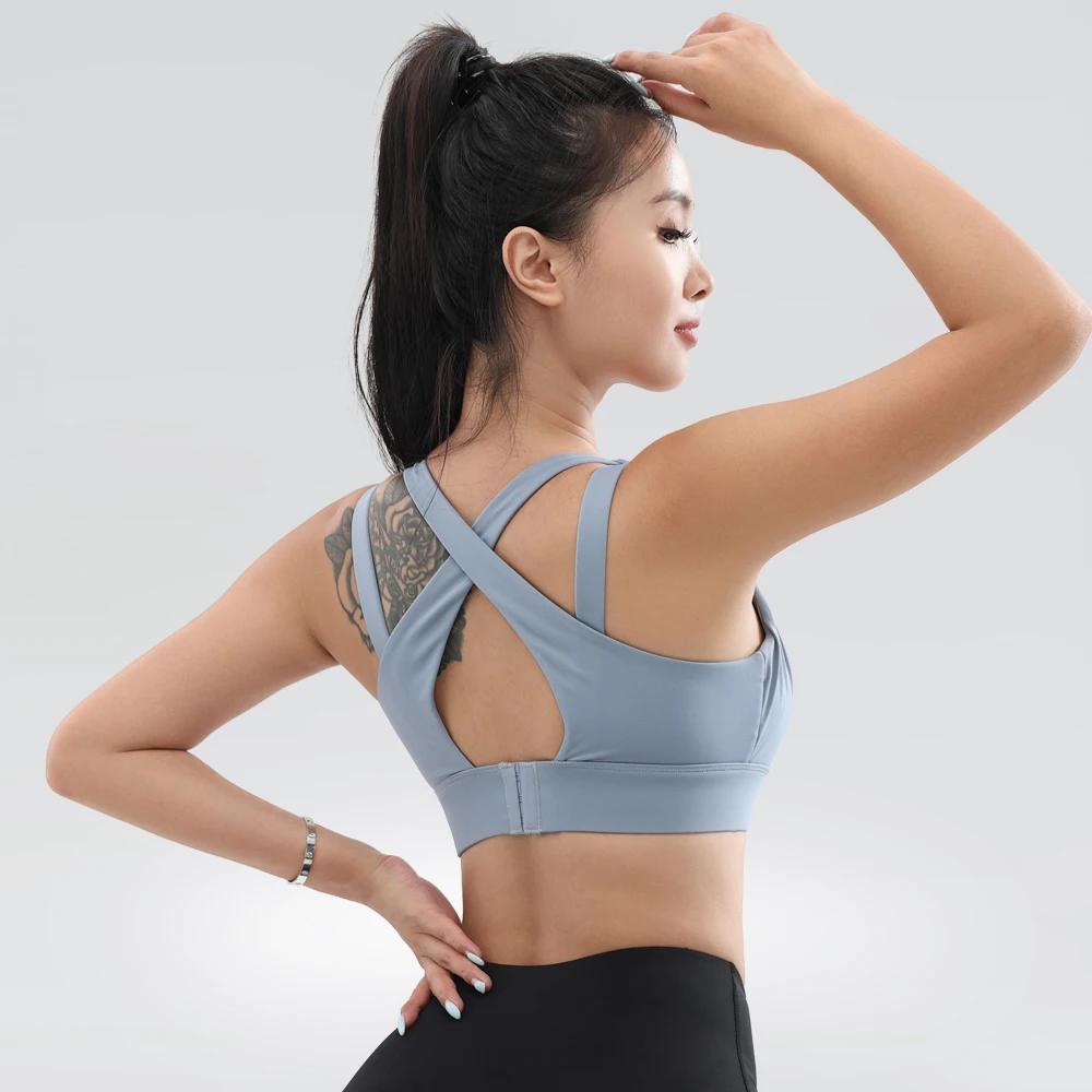Soutien-gorge de sport femme respirant dos croisé - Brassière de fitness pour gym et running